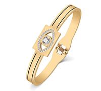 RAIDIN Stainless Steel 18k Gold Plated Bangle Bracelet with Cubic Zirconia Rhinestone Charms Cuff Bracelets Jewellery for Women Girls Gift Birthday Decorations (Gold-030)