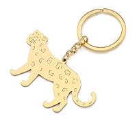 RAIDIN Stainless Steel 18K Gold Plated Cute Animal Tiger Leopard Keychains Keyring Gifts for Women Girls Car Purse Keys Charms Accessories (Gold-096)