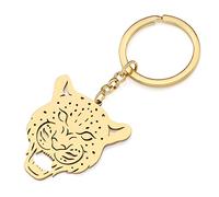 RAIDIN Stainless Steel 18K Gold Plated Cute Animal Tiger Leopard Keychains Keyring Gifts for Women Girls Car Purse Keys Charms Accessories (Gold-168)