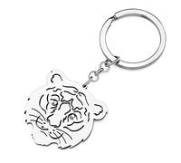 RAIDIN Stainless Steel 18K Gold Plated Cute Animal Tiger Leopard Keychains Keyring Gifts for Women Girls Car Purse Keys Charms (Silver-136)