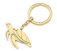 RAIDIN Stainless Steel 18k Gold Plated Cute Ocean Animal Seahorse Crab Turtle Keychains Keyring Key for Women Girls Gifts Car Purse Keys Charms (Gold-072)