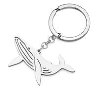 RAIDIN Stainless Steel 18k Gold Plated Ocean Animal Shark Whale Dolphin Keychains Keyring for Women Girls keychains for Car Gifts Keys Charms (Silver-076)