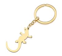 RAIDIN Stainless Steel 18k Gold Silver Plated Animal Keychains Keyring Gifts for Women Girls Charms Keychian for Car Purse Keys Accessories (Gold-180 Gecko Lizard)