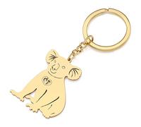 RAIDIN Stainless Steel 18k Gold Silver Plated Animal Keychains Keyring Gifts for Women Girls Charms Keychian for Car Purse Keys Accessories (Gold-048 Koala)