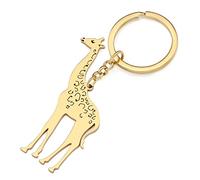 RAIDIN Stainless Steel 18k Gold Silver Plated Animal Keychains Keyring Gifts for Women Girls Charms Keychian for Car Purse Keys Accessories (Gold-183 Giraffe)