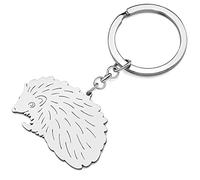 RAIDIN Stainless Steel 18k Gold Silver Plated Animal Keychains Keyring Gifts for Women Girls Charms Keychian for Car Purse Keys Accessories (Silver-058 Hedgehog)
