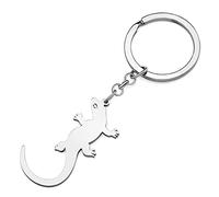 RAIDIN Stainless Steel 18k Gold Silver Plated Animal Keychains Keyring Gifts for Women Girls Charms Keychian for Car Purse Keys Accessories (Silver-180 Lizard Gecko)