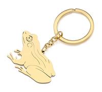 RAIDIN Stainless Steel 18k Gold Silver Plated Animal Keychains Keyring Gifts for Women Girls Charms Keychian for Car Purse Keys Accessories (Gold-094 Frog)