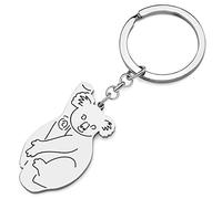 RAIDIN Stainless Steel 18k Gold Silver Plated Animal Keychains Keyring Gifts for Women Girls Charms Keychian for Car Purse Keys Accessories (Silver-082 Koala)
