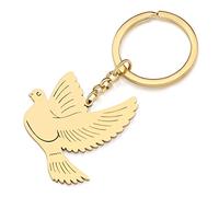 RAIDIN Stainless Steel 18k Gold Silver Plated Birds Hummingbird Dove Of Peace Owl Charms Keychains Keyring for Women Girls Gift Car Purse Key Accessories (Gold-077 Dove Of Peace)