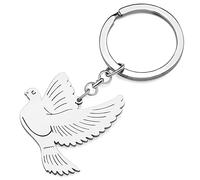 RAIDIN Stainless Steel 18k Gold Silver Plated Birds Hummingbird Dove Of Peace Owl Charms Keychains Keyring for Women Girls Gift Car Purse Key Accessories (Silver-077 Dove Of Peace)