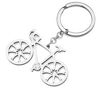 RAIDIN Stainless Steel 18K Gold Silver Plated Charms Bike Keychains Keyring Key Gifts for Men or Women Girls Car Purse Keys Accessories (Silver-104)