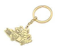 RAIDIN Stainless Steel 18K Gold Silver Plated Creative Car Keychains Keyring Charms Gifts for Men or Women Car Purse Keys Accessories (Gold-114)