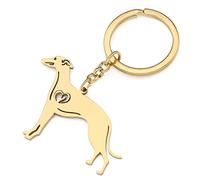 RAIDIN Stainless Steel 18K Gold Silver Plated Cute Dog Keychain Keyring for Women Girls Gifts Car Purse Keys Dog Lovers Charms Accessories (Gold-152 WHIPPET)