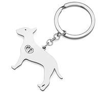RAIDIN Stainless Steel 18K Gold Silver Plated Cute Dog Keychain Keyring for Women Girls Gifts Car Purse Keys Dog Lovers Charms Accessories (Silver-091 Bull Terrier)