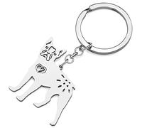 RAIDIN Stainless Steel 18K Gold Silver Plated Cute Dog Keychain Keyring for Women Girls Gifts Car Purse Keys Dog Lovers Charms Accessories (Silver-090 Boston Terrier)