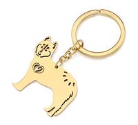 RAIDIN Stainless Steel 18K Gold Silver Plated Cute Dog Keychain Keyring for Women Girls Gifts Car Purse Keys Dog Lovers Charms Accessories (Gold-014 Husky)