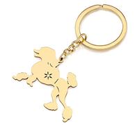 RAIDIN Stainless Steel 18K Gold Silver Plated Cute Dog Keychain Keyring for Women Girls Gifts Car Purse Keys Dog Lovers Charms Accessories (Gold-093 Poodle)