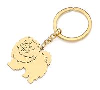 RAIDIN Stainless Steel 18K Gold Silver Plated Cute Dog Keychain Keyring for Women Girls Gifts Car Purse Keys Dog Lovers Charms Accessories (Gold-101 Chow)