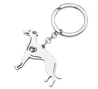 RAIDIN Stainless Steel 18K Gold Silver Plated Cute Dog Keychain Keyring for Women Girls Gifts Car Purse Keys Dog Lovers Charms Accessories (Silver-152 WHIPPET)