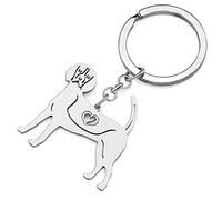 RAIDIN Stainless Steel 18K Gold Silver Plated Cute Dog Keychain Keyring for Women Girls Gifts Car Purse Keys Dog Lovers Charms Accessories (Silver-088 Beagle)