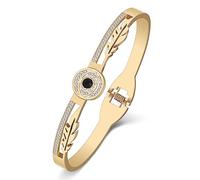 RAIDIN Stainless Steel 18K Gold Silver Plated Cute Evil Eye Bangle Bracelets for Women Lucky Evil Eyes Cuff Bracelets Protection Crystal Jewelry for Birthday Party Gift Charms (Gold-061)