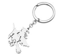 RAIDIN Stainless Steel 18k Gold Silver Plated Halloween Horror Keychains Keyring for Men Women Gifts Car Purse Keys Charms Accessories (Silver-024 Witch)