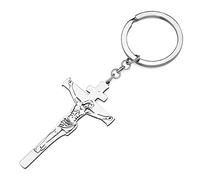 RAIDIN Stainless Steel 18K Gold Silver Plated Jesus Charms Keychains Christian Gifts for Men Women Car Purse Keys Accessories (Silver-167)