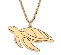 RAIDIN Stainless Steel 18K Gold Silver Plated Sea Life Shark Crab Seahorse Turtle Dolphin Necklace Pendant for Women Girls Cute Ocean Animal Necklaces Jewelry for Gifts (Gold-072 Turtle)