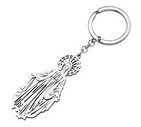 RAIDIN Stainless Steel 18K Gold Silver Plated Virgin Mary Charms Keychains Keyring Gifts for Men Women Car Purse Keys Accessories (Silver-185)