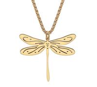 RAIDIN Stainless Steel Cute Dragonfly Necklace Pendant for Women Girls 18K Gold Silver Plated Insect Necklaces Minimalist Simple Jewelry Gifts for Her Mom (Gold-037)
