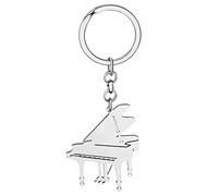 RAIDIN Stainless Steel Piano Keychains for Women Car Keys Purse Musical Instruments Jewelry Gifts for Music Lovers Charms (Silver-124)