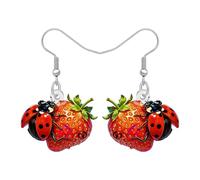 RAIDIN Y2K Cute Ladybug Earrings Lady Bug Gifts for Women, M, Acrylic, No Gemstone