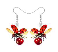 RAIDIN Y2K Cute Ladybug Earrings Lady Bug Gifts for Women, M, Acrylic, No Gemstone