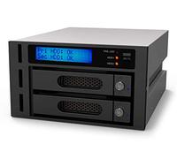 Raidon iR2622 Internal RAID Enclosure for 2x SATA HDD/SSD 2.5" / 3.5" RAID 0/1 Display, Carrier System, Fan, RS-232, Installation in 2x 5.25 Inch