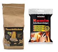 RaiffeisenWaren Feuerbällchen 0.5 kg (Barbecue Lighter, Fireplace Lighter, Lighting Aid, Ecological Lighting Wool Made from Natural Products) + 1 Rakso Glass Cleaner for Fireplace Windows (Cleaner