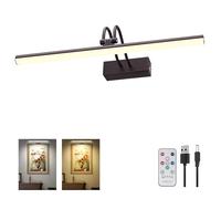 RAIFOOLLY Picture Light,2Colors Art Lights for Paintings,16" Battery Wall Light,Remote Control Accent Lighting with Timer and Dimmable for Frame,Portrait,Artwork-Black
