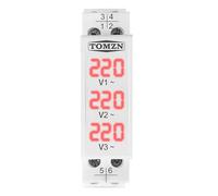 Rail 18mm Voltage Meter AC 40-500V 220V 380V Single Three Phase Modular Voltmeter Indicator LED Digital Display Detector(Not Transparent)