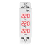Rail 18mm Voltage Meter AC 40-500V 220V 380V Single Three Phase Modular Voltmeter Indicator LED Digital Display Detector(Not Transparent)