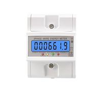 Rail 3 Phase 4 Wire Electronic Watt Power Consumption Energy Meter Wattmeter 100A 380V AC 50Hz LCD Backlight Display(Transparent shell)