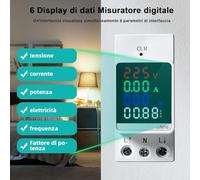 Rail-Mounted Digital Energy Meter with LED Display for Voltage, Current, Power & kWh Measurement - AC 70-270V / 0-100A / 0-25kW - Track-Mount S