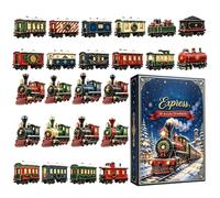 Rail Vehicle Advent Ornaments 24 Days - 2D Flat Acrylic Train Pendants | Christmas Countdown 2D Flat Acrylic Train Pendants. Daily Countdown Decor For Tree, Mantel, Front Door, Home, Car, Holiday.