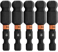 Railer 10mm Hex Impact Driver Bit - 5 Pack (2 inch, S2 Steel, Heat Hardened)