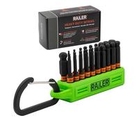 Railer 2-Inch Ball End Hex Bit Set, 20-Pc S2 Steel (Metric/SAE) with Torsion Zone, Compact Bit Holder Storage & Carabiner for Furniture Screws