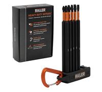 Railer 6 Inch Screwdriver Bit Set - Premium S2 Steel 6" Phillips, Square, Torx & Hex Impact Driver 10pc Bit Set With A Storage Magnetizer Bit Holder & Carabiner
