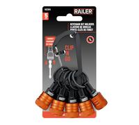 Railer Bit Holder Keychain 5pc - 1/4 inch Hex Shank Bit Holders - Quick Release Bit Holder For Nut Driver, Screwdriver & Drill Bits w/Key Chain Carabiner