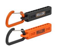 Railer Screwdriver Bit Holder Storage Organizer - 10-Hole Black and Orange Bit Holder with Carabiner - 2 Pack