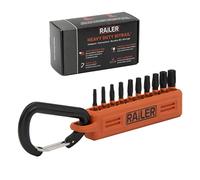 Railer Tamper Proof Torx Bit Set - Premium S2 Steel 1 Inch Impact Driver 10pc 6 Star Bit Set With A Tool Storage Bit Holder & Carabiner