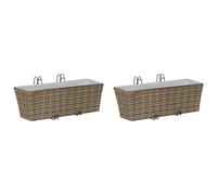 Railing Basketweave 2 pcs Metal Balcony Garden Outdoor Plant Baskets vidaXL