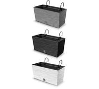 Railing Flower Pot Planter + Liner Inner Box Water Drain Plugs Hooks Outdoor HQ